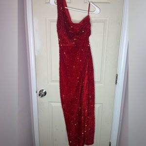 Red sequin dress